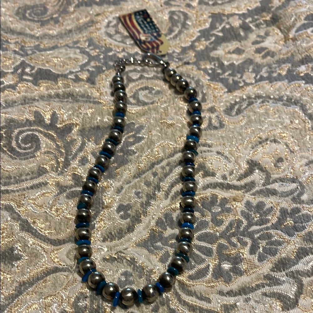 Elegant Silver and Blue Beaded Necklace